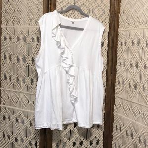 White Ruffle Tank Top